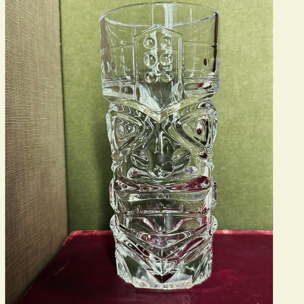 Heavy Tiki Glass • Molded Face • “DELI” Mark • 6⅝”